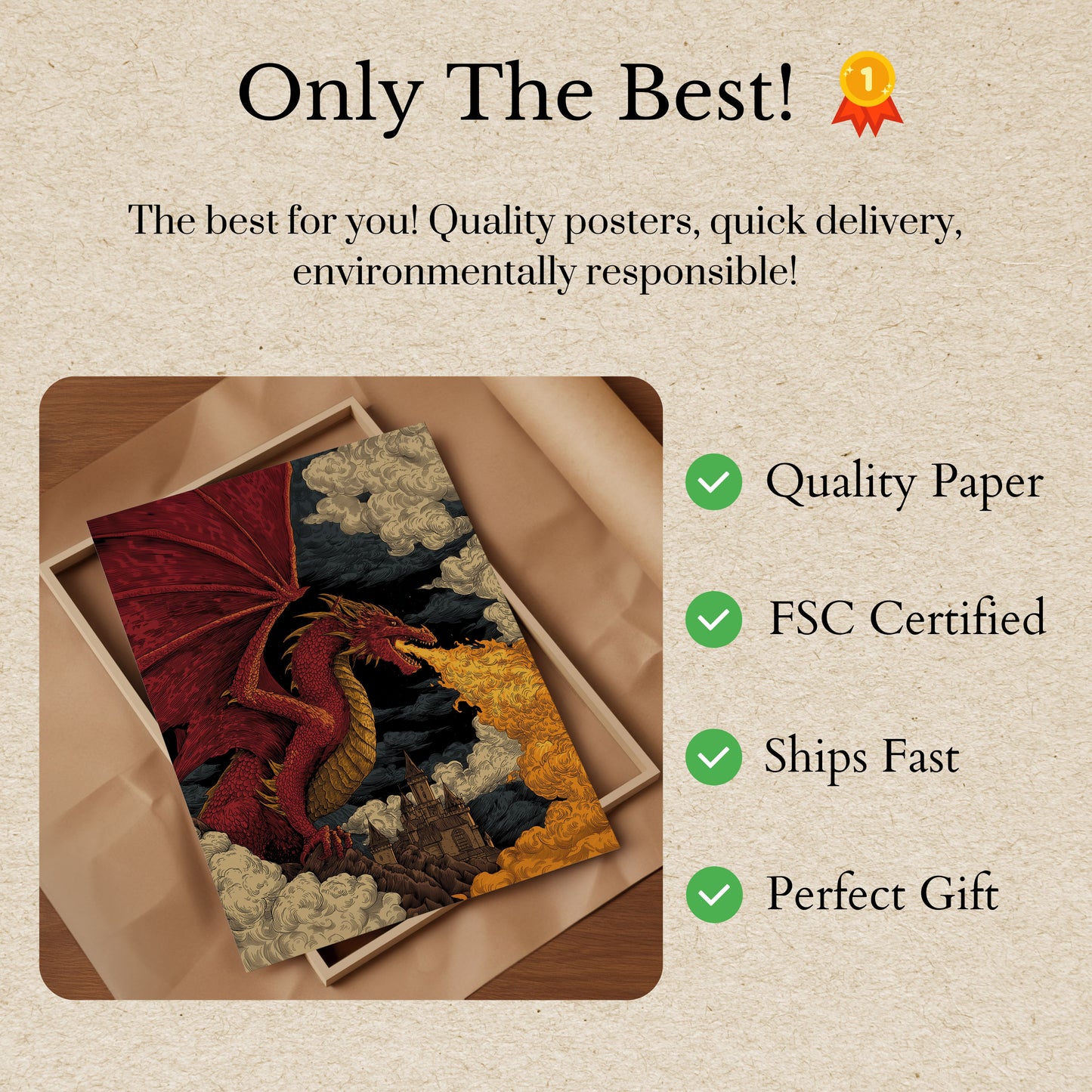 Fire-Breathing Dragon Castle Poster