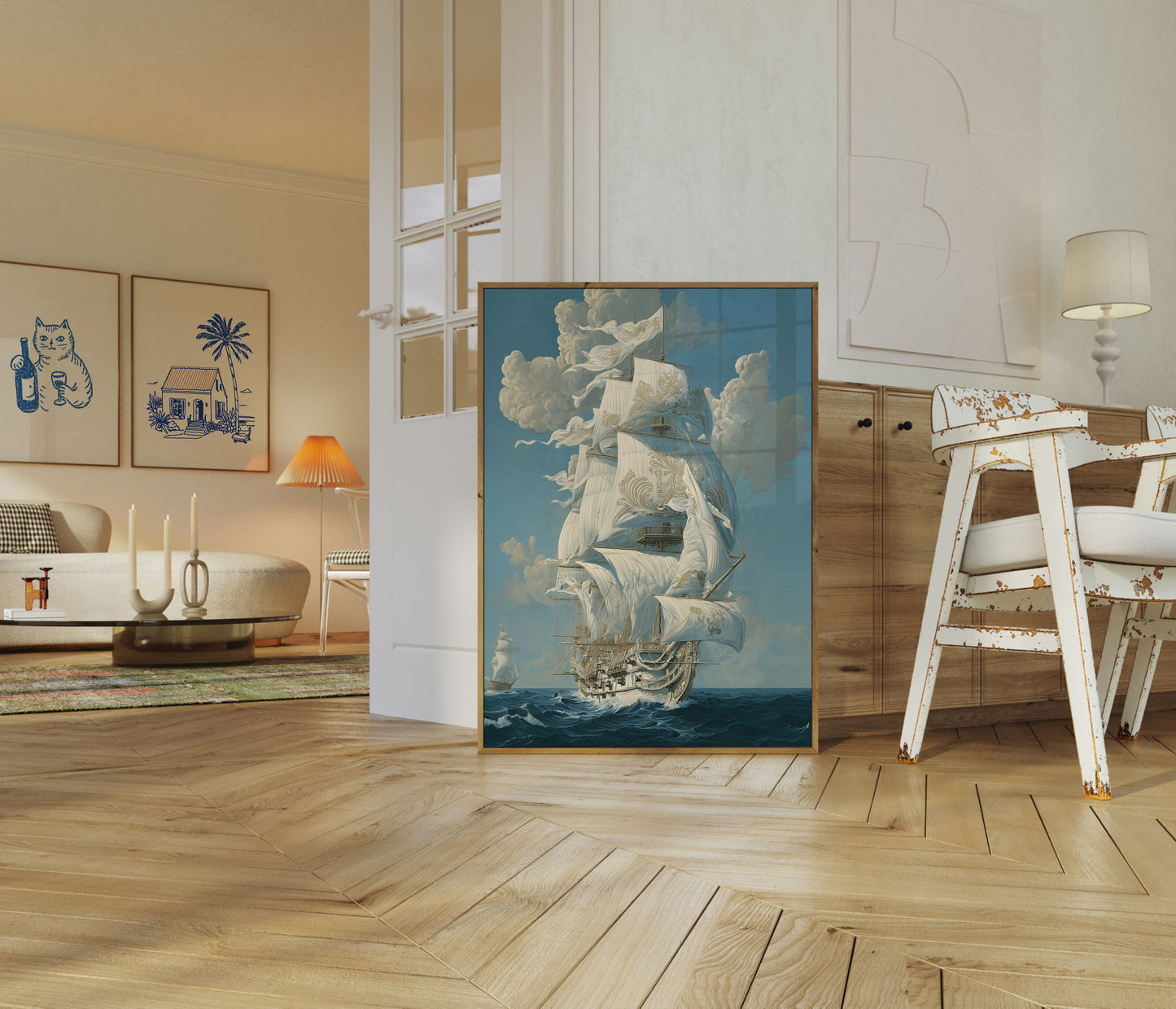 Majestic White Sailing Ship Poster