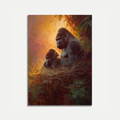 Gorillas in Golden Light Poster