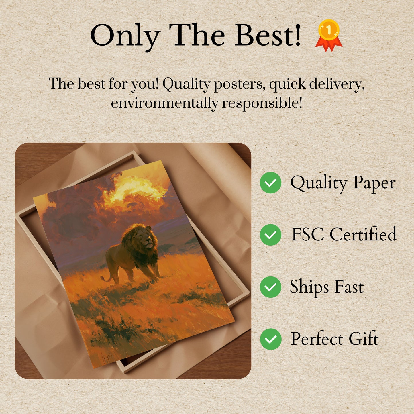 Majestic Lion at Sunset Poster