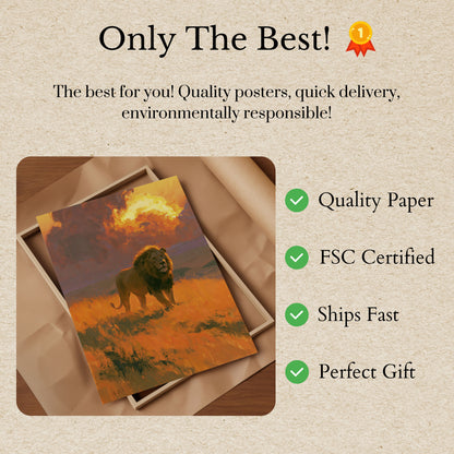 Majestic Lion at Sunset Poster