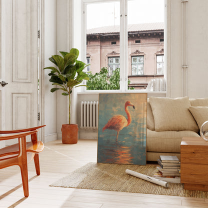 Solnedgang Flamingo Vandlandskab Plakat