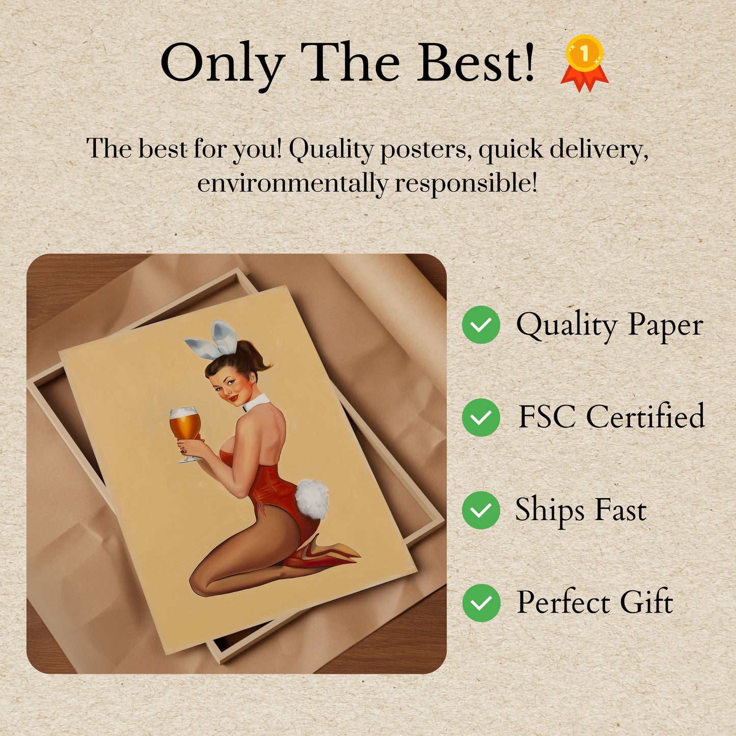 Retro Bunny Beer Glamour Poster