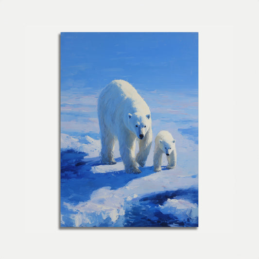 Polar Bear Mother and Cub Poster