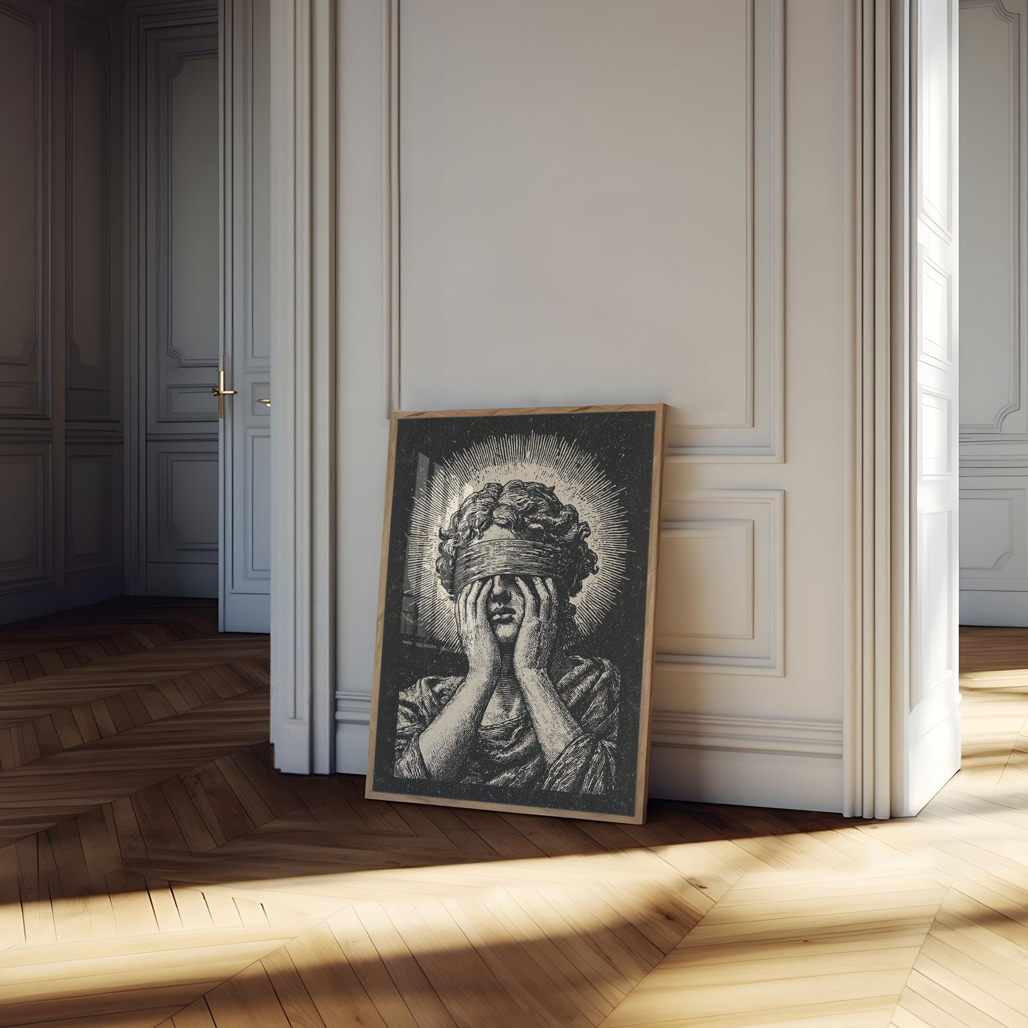 Blindfolded Head with Crown Poster