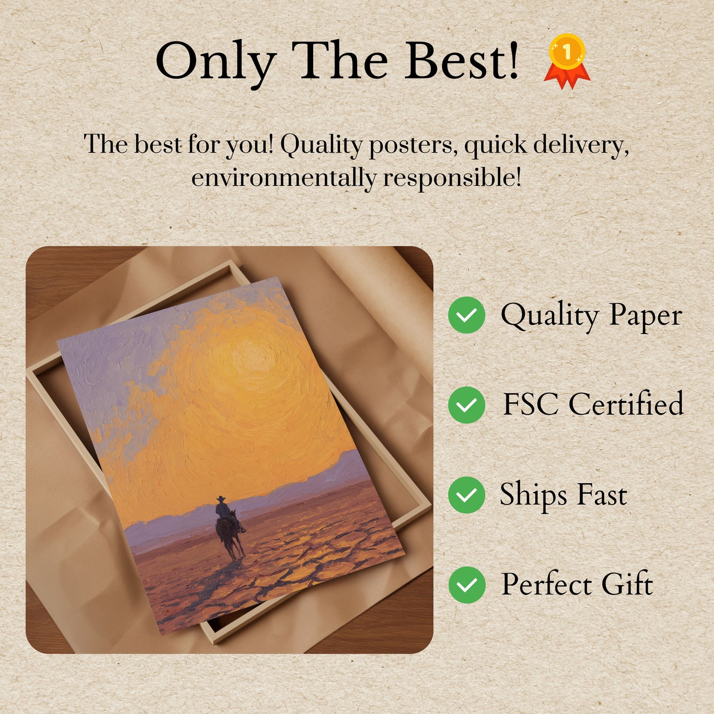 Cowboy Desert Sunset Poster