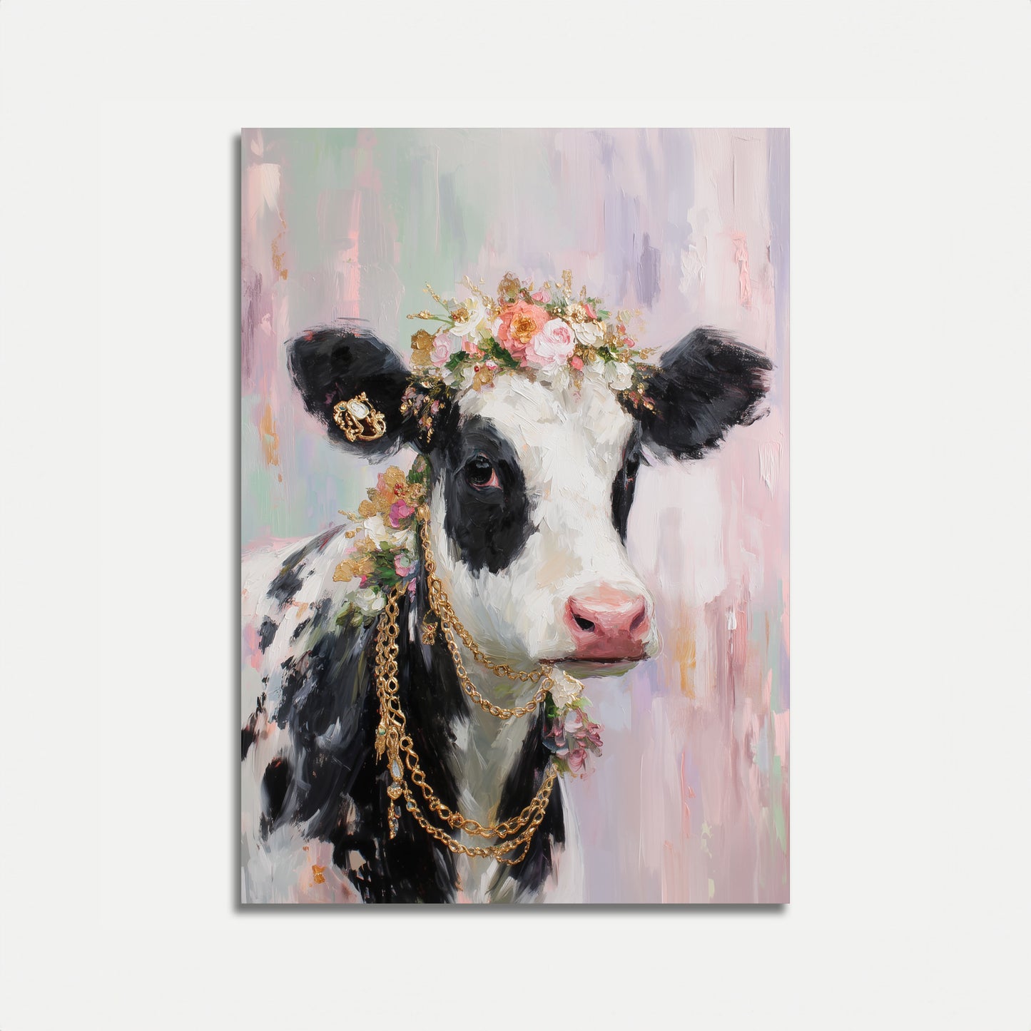 Glamorous Cow in Flowers Poster