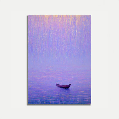 Bateau solitaire dans les eaux violettes – Affiche