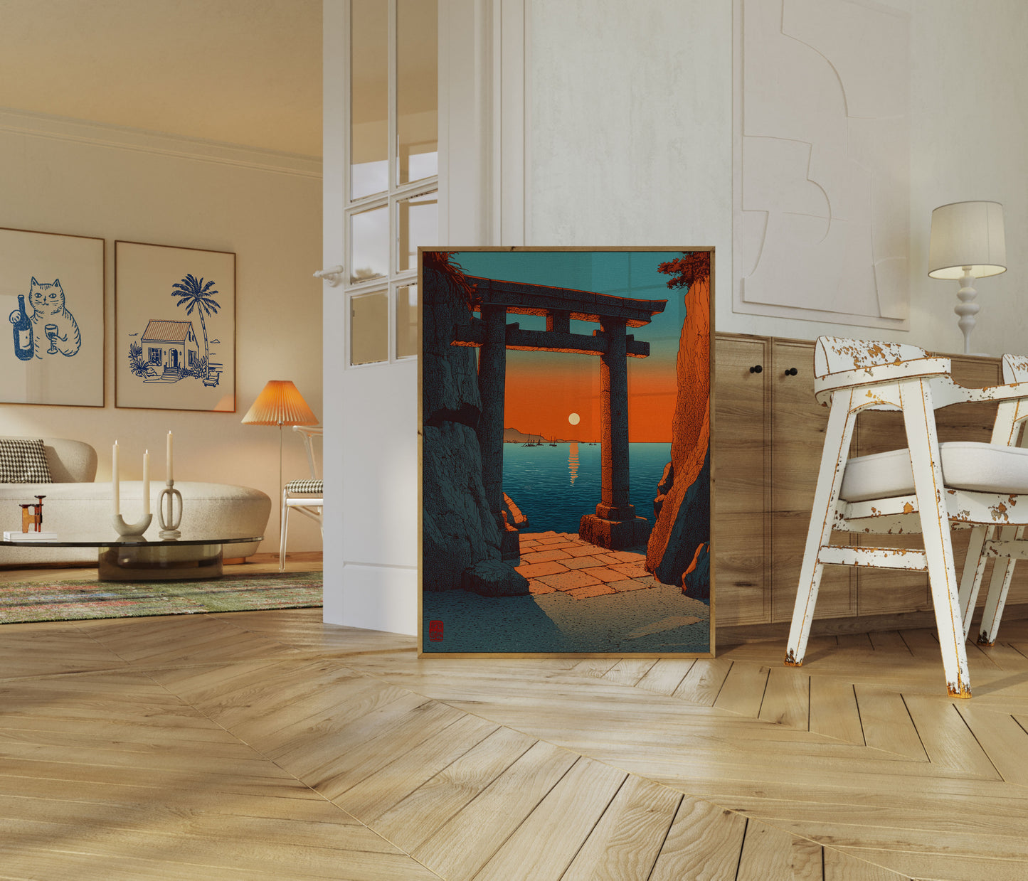Sunset Through Japanese Gate Poster