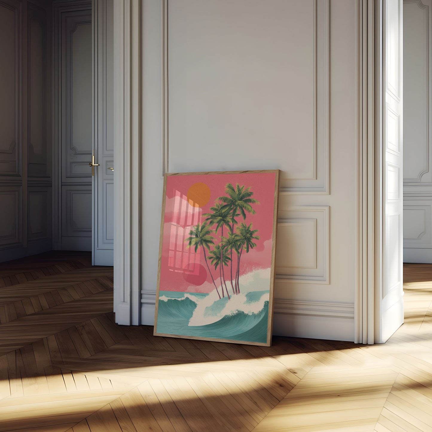 Tropischer Sonnenuntergangs-Surfposter