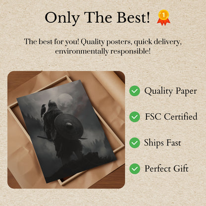 Norse Warrior Moonlight Poster