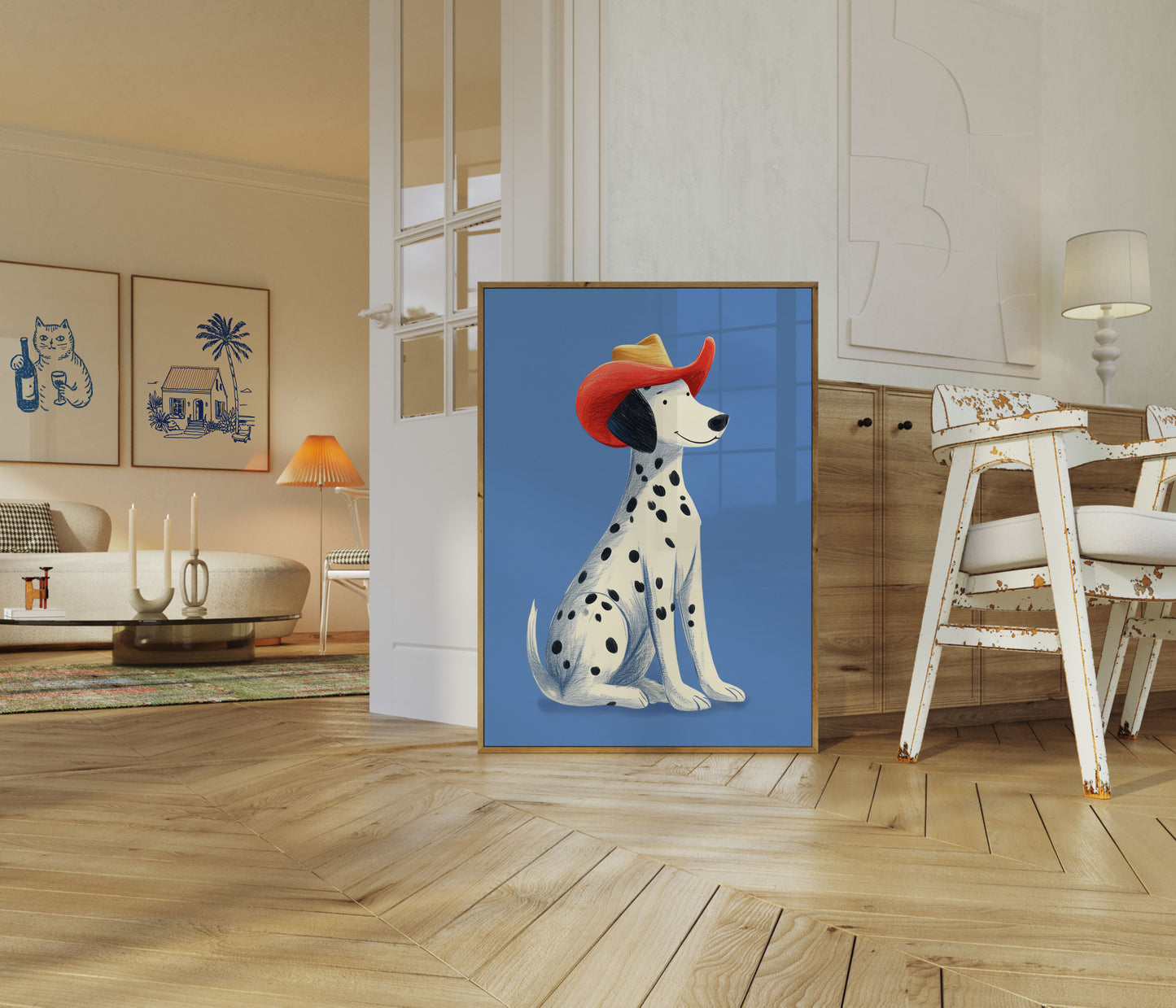 Póster de perro dálmata vaquero