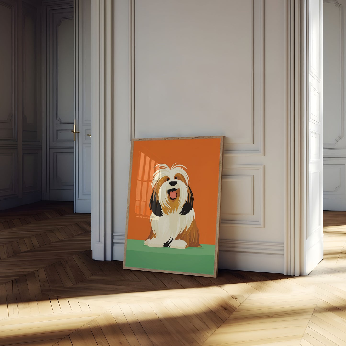 Affiche de chien hirsute et joyeux et duveteux