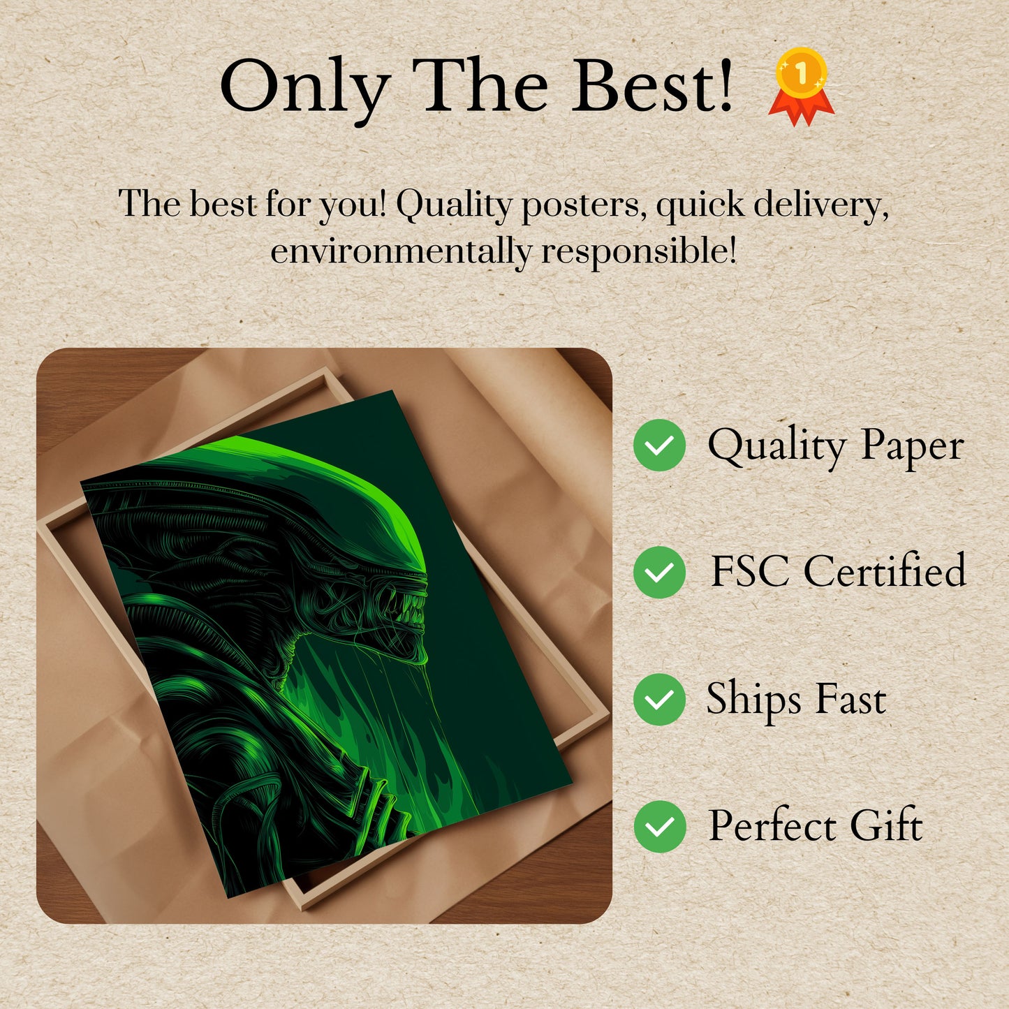 Alien Dark Green Sci-Fi Poster