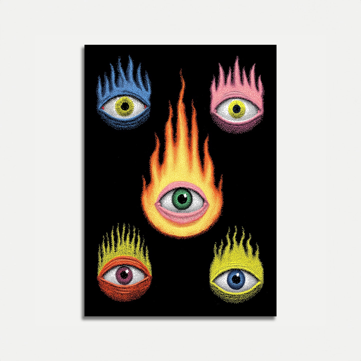 Surreal Flaming Eyes Poster