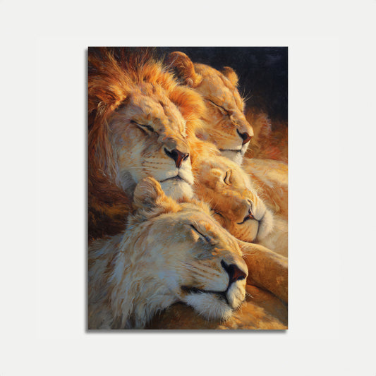 Majestic Lions Rest Together Poster