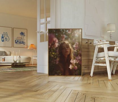 Golden Hour Floral Portrait Poster