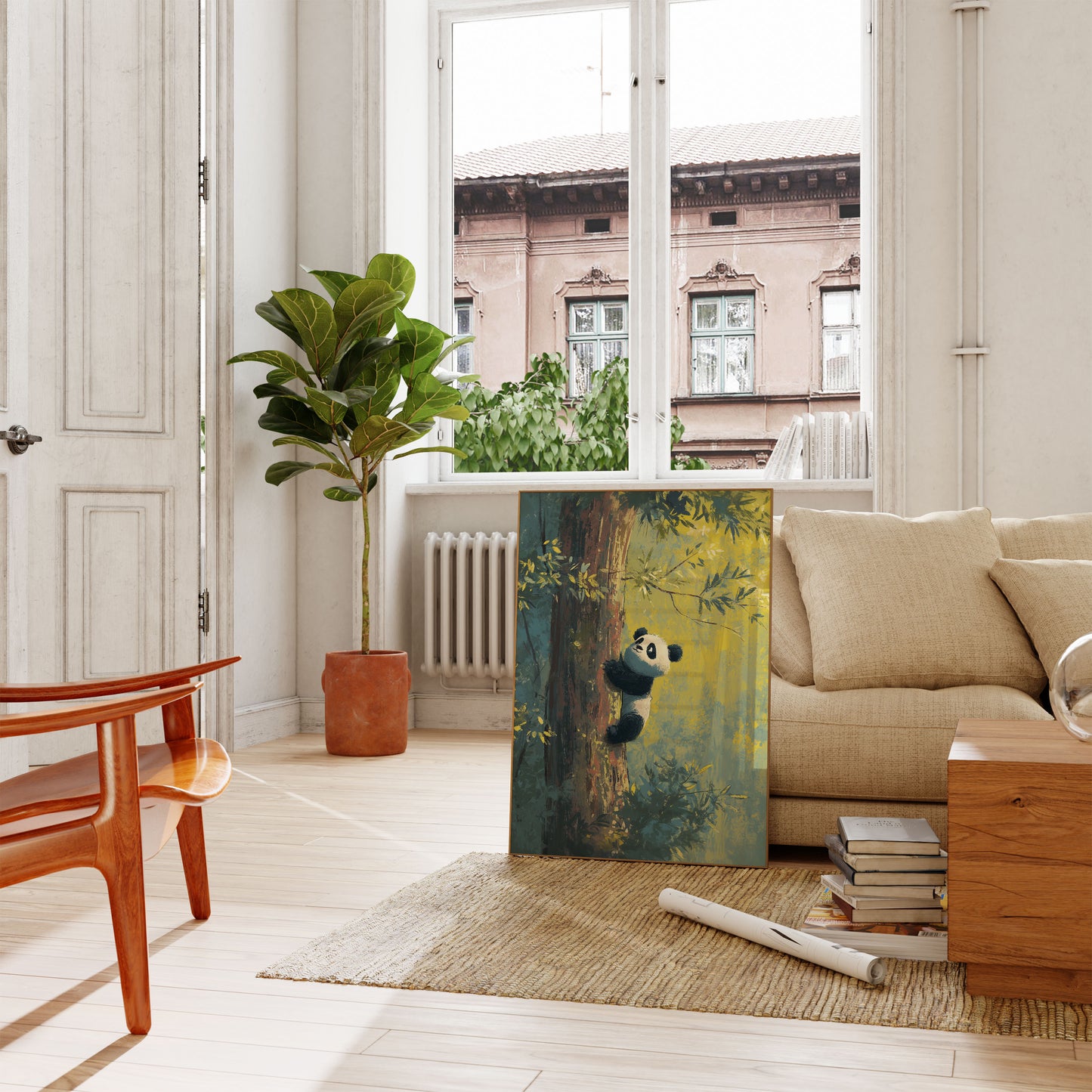 Póster del bosque del panda trepador