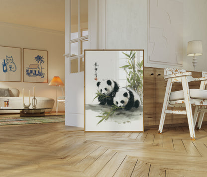 Playful Pandas Bamboo Poster