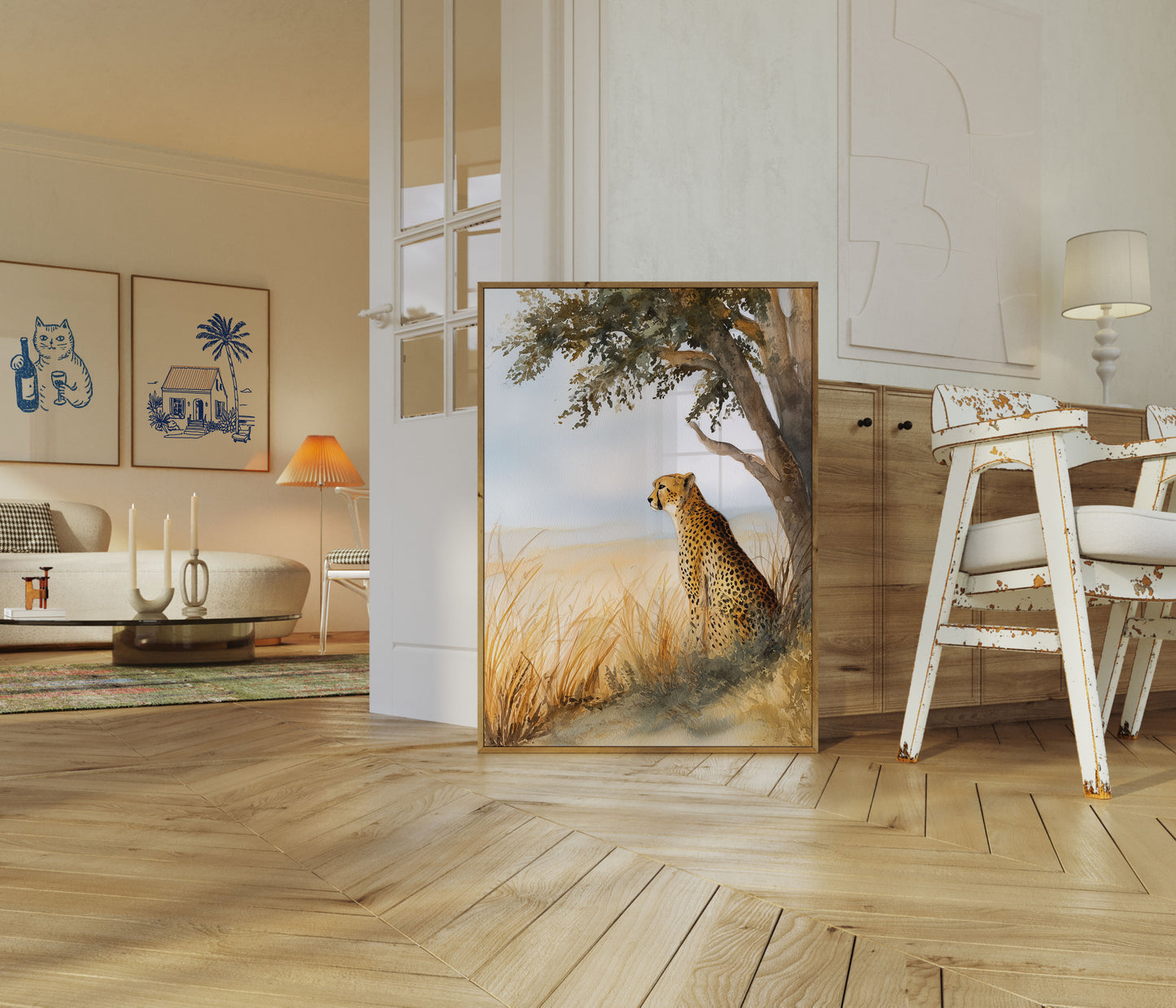 Póster de guepardo de la sabana africana