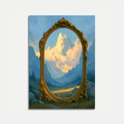 Poster: Bergpanorama Goldener Rahmen