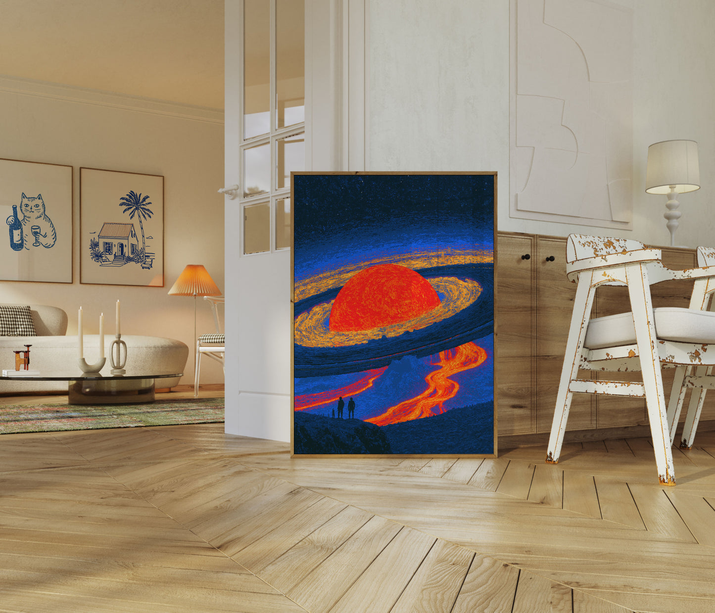 Volcanic Planet with Lava Flows Poster