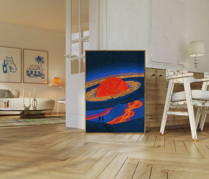 Volcanic Planet with Lava Flows Poster