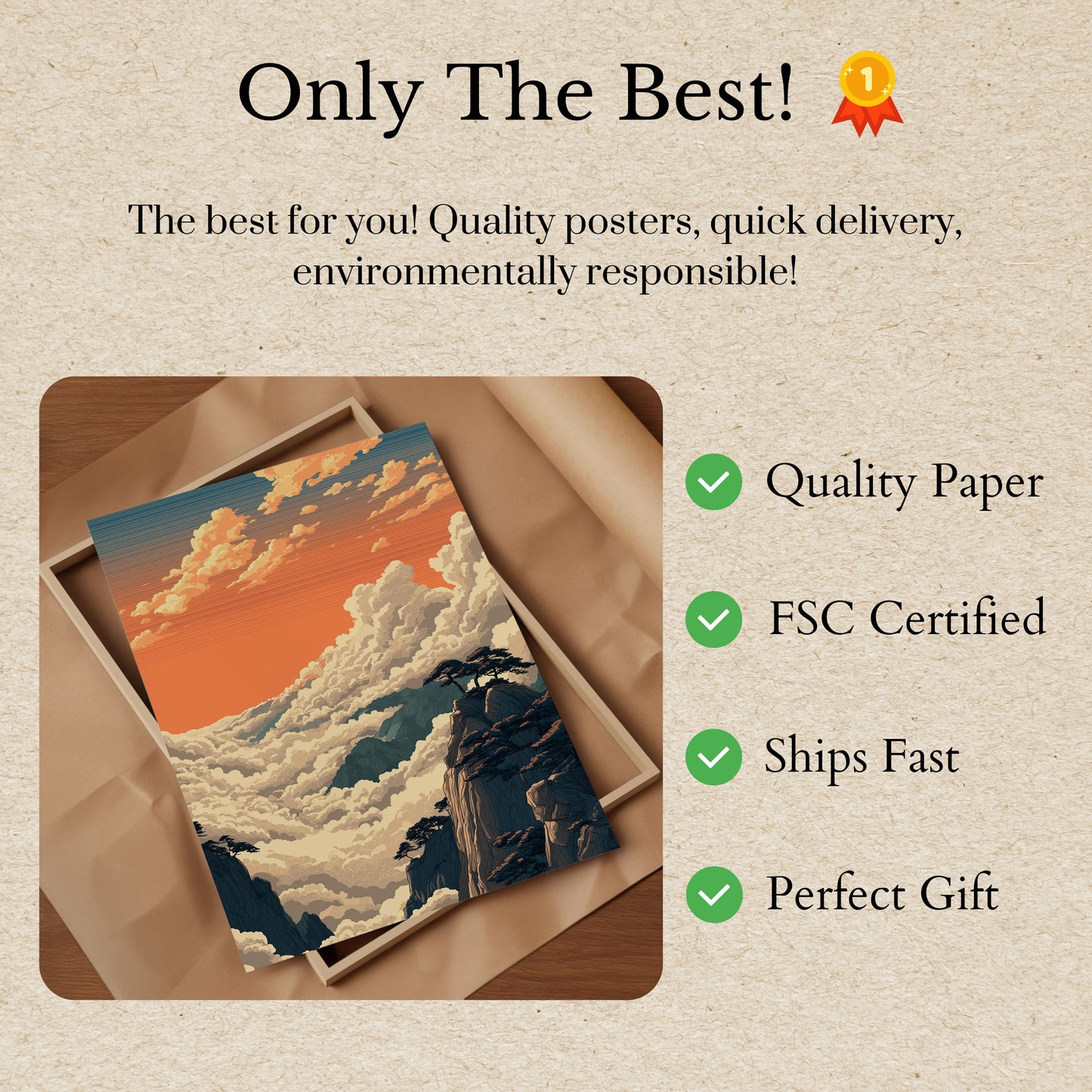 Mountain Peak Above Clouds Poster