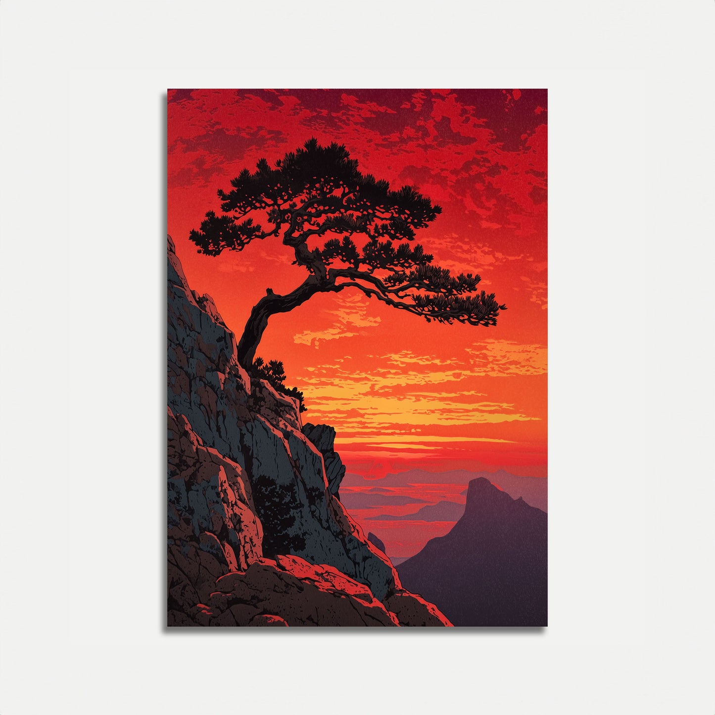 Poster dell'Albero Spazzato dal Vento al Tramonto