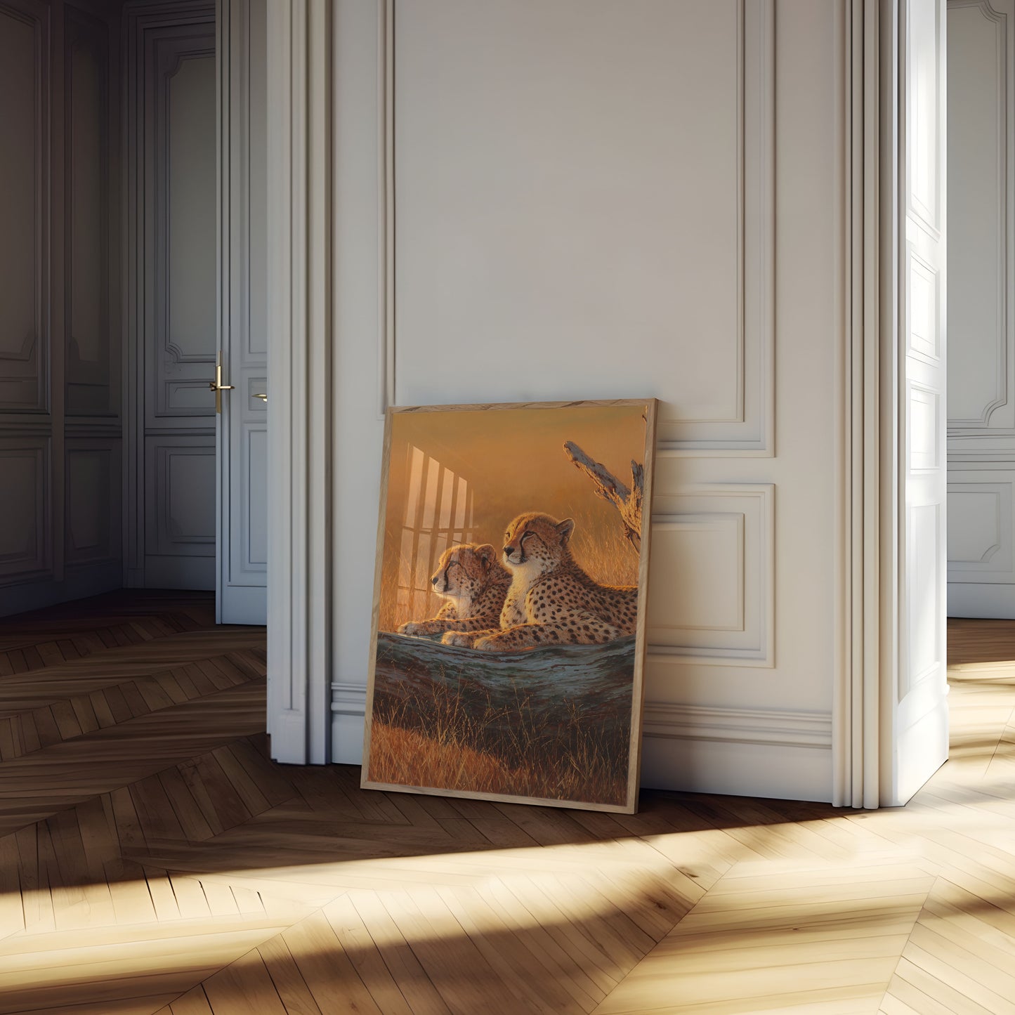 Cheetahs in Golden Savanna Poster