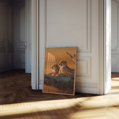 Cheetahs in Golden Savanna Poster