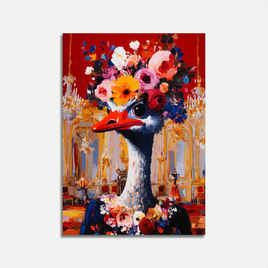 Elegancia Floral de Avestruz Cartel