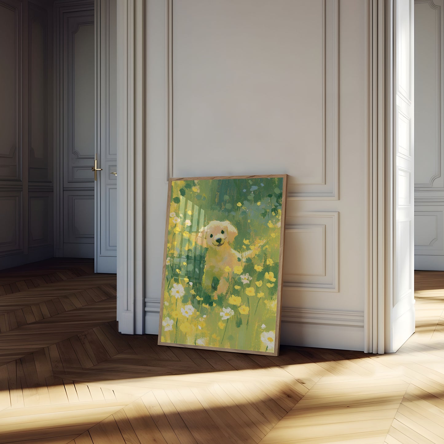 Golden Retriever in Wildflower Meadow Poster