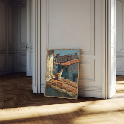Orange Cat by the Harbor Poster