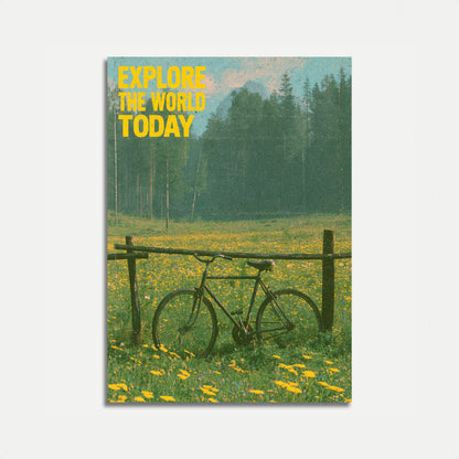 Fahrrad auf Wildblumenwiese Poster