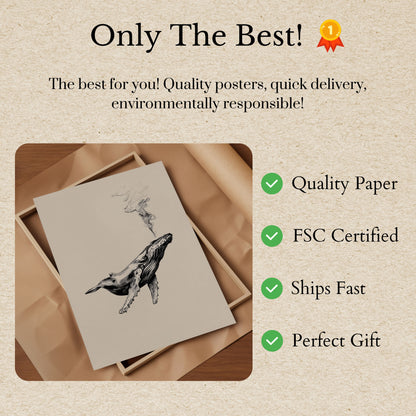 Póster de arte etéreo de ballena flotante