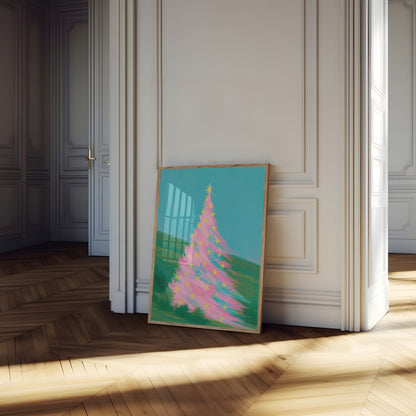 Pink Christmas Tree Poster