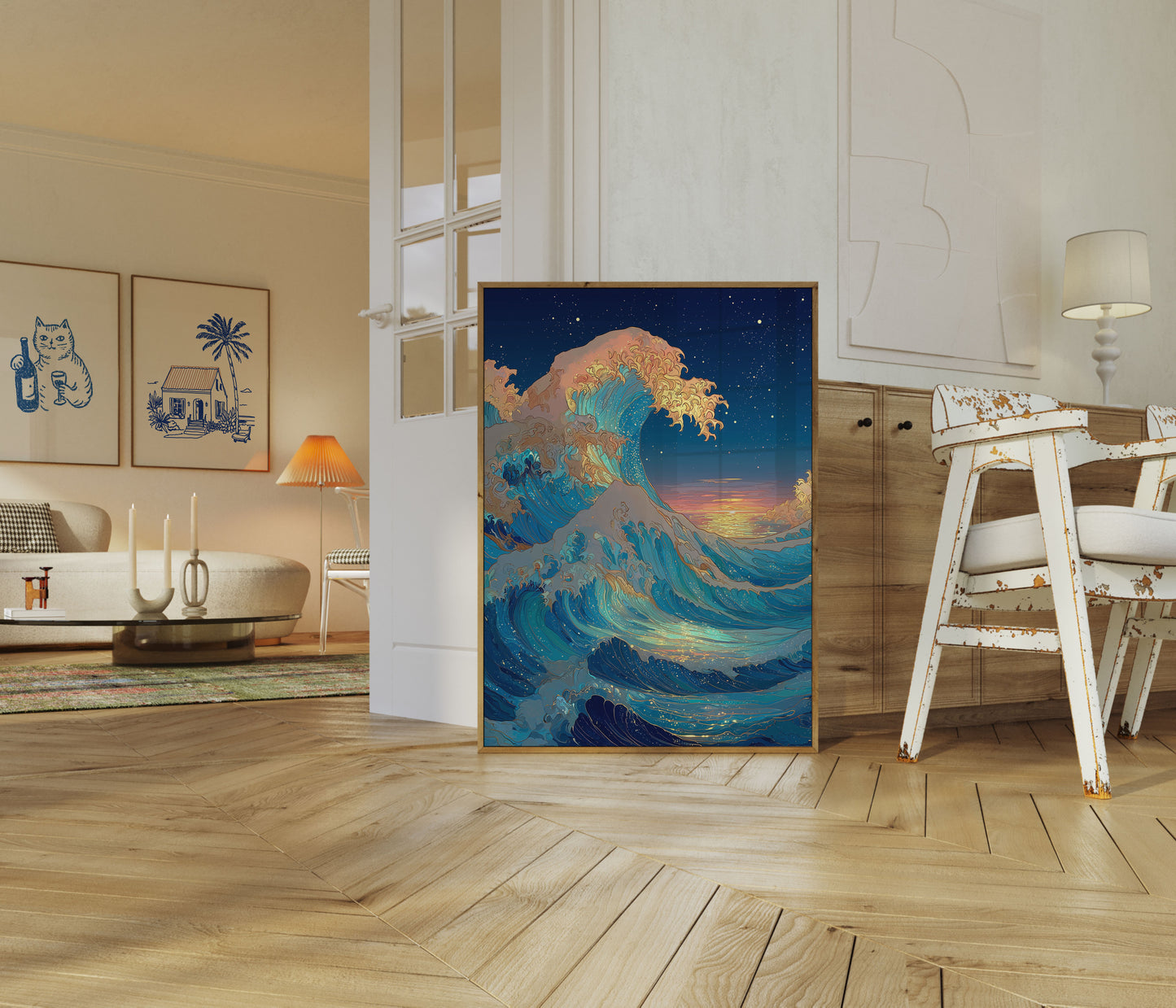 Ocean Wave Sunset Poster