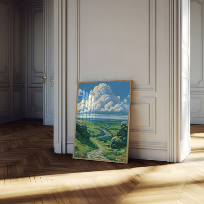 Rolling Valley River Landscape Poster
