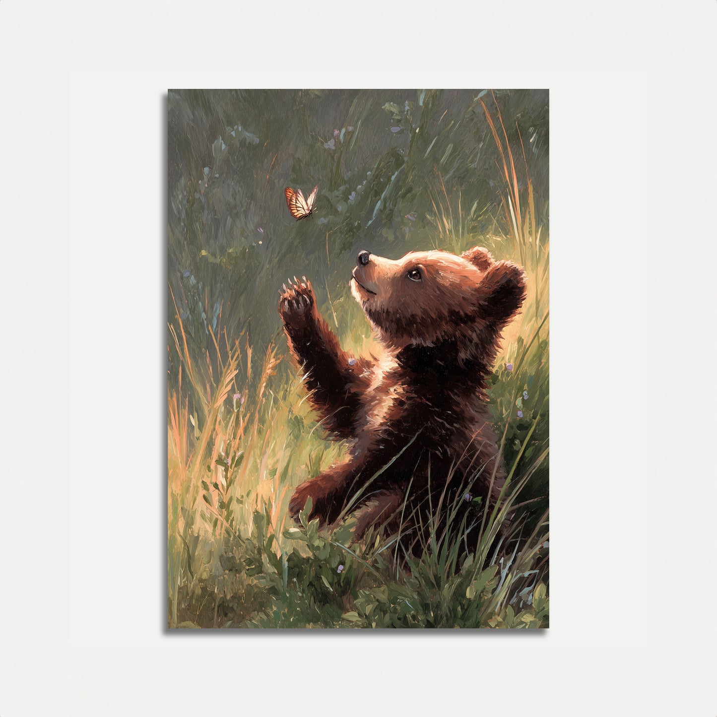 Bär jagt Schmetterling Poster