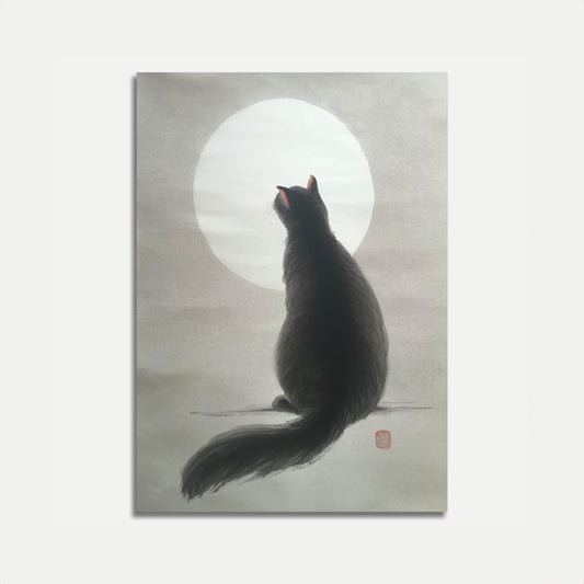 Moonlit Cat Silhouette Poster
