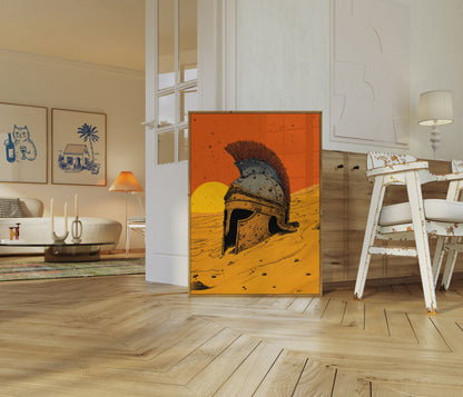 Ancient Warrior Desert Sunset Poster