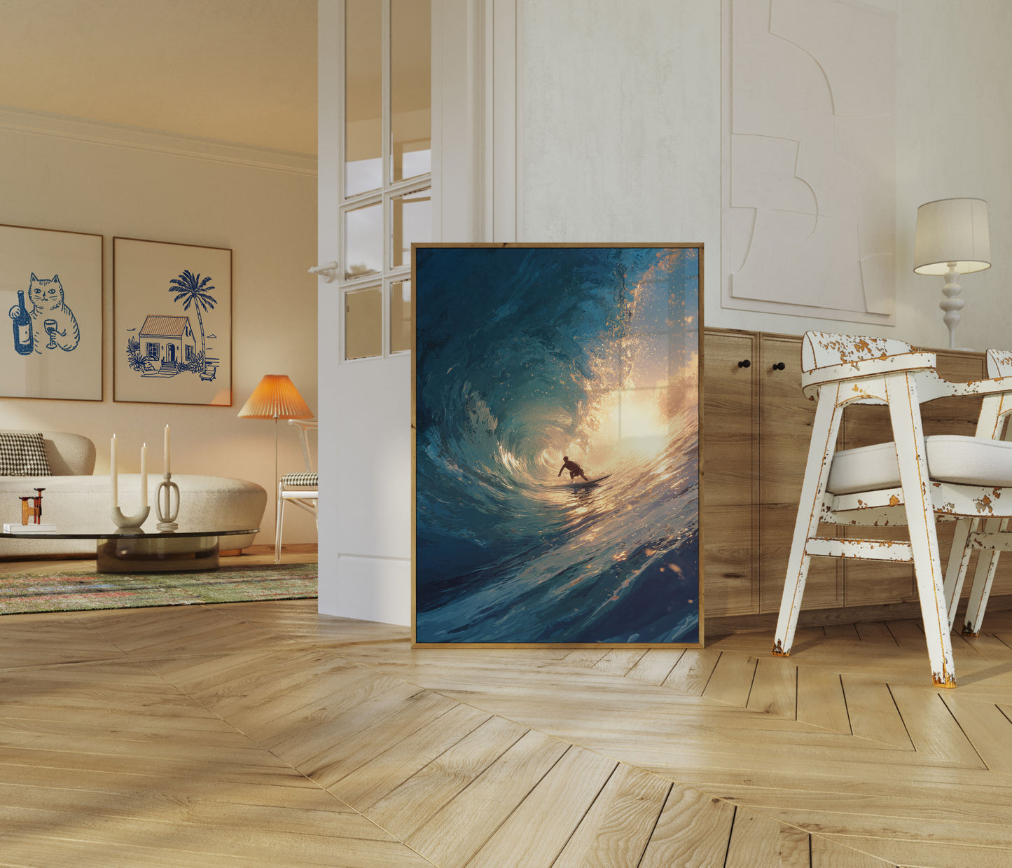 Golden Wave Surf Poster