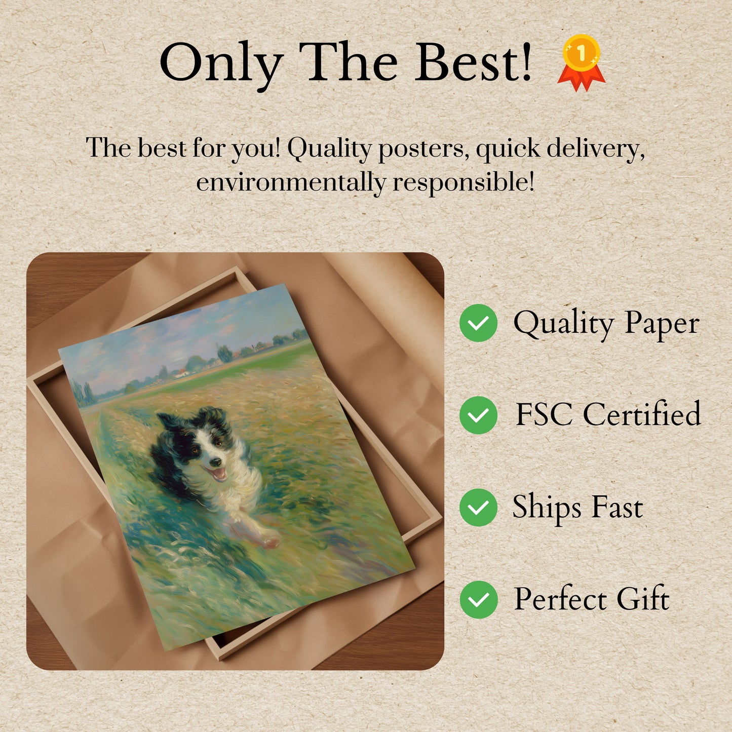 Joyful Running Border Collie Poster