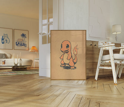 Charmander Lucertola di Fuoco Poster