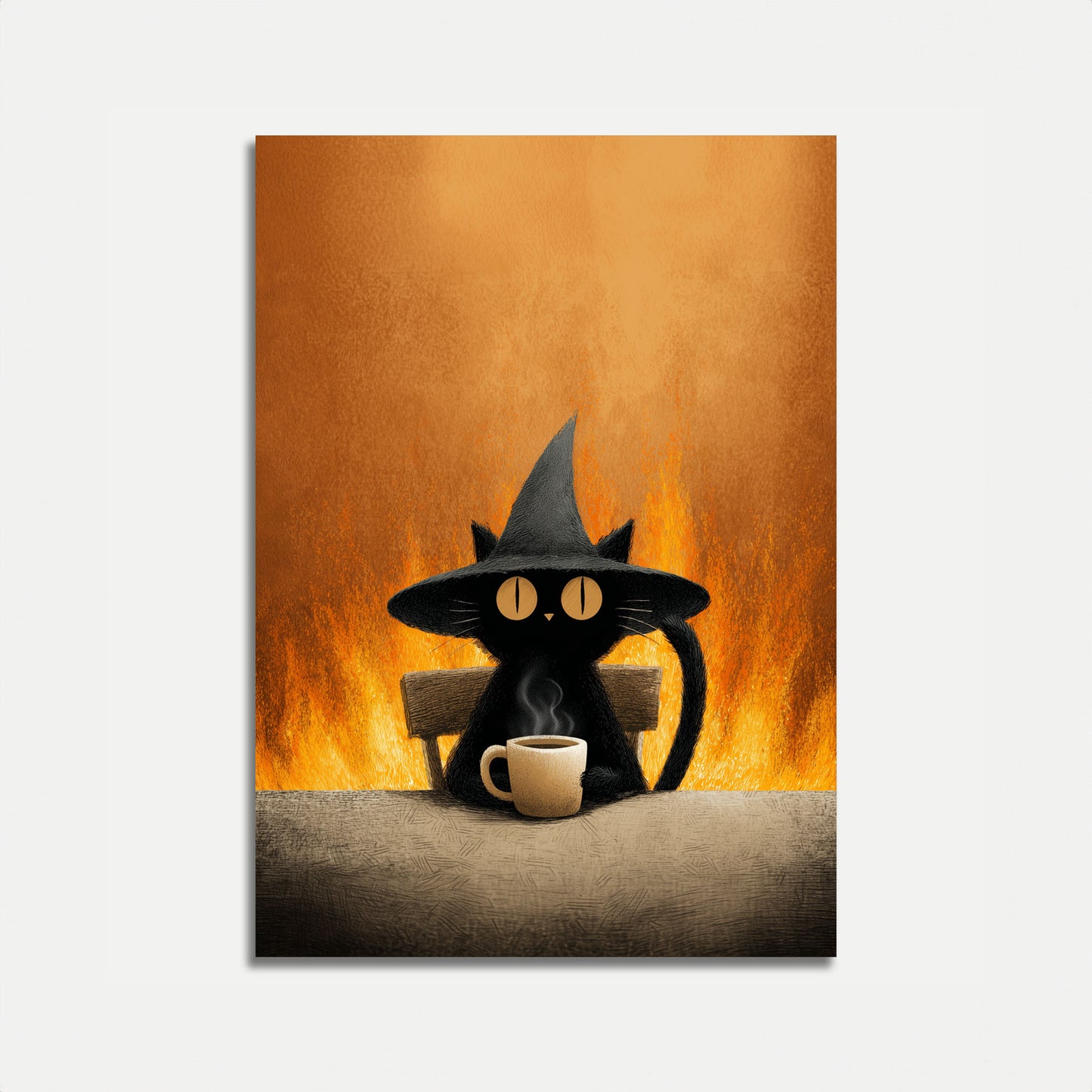 Witch Cat Coffee Chaos Poster