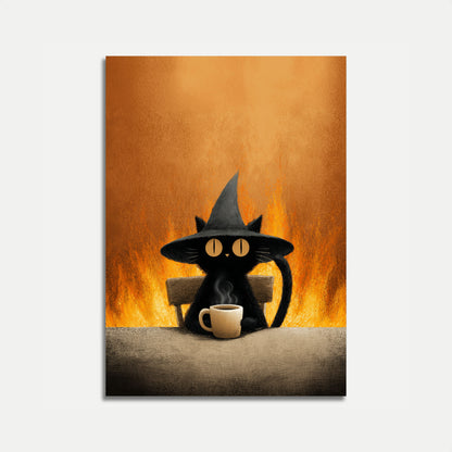 Witch Cat Coffee Chaos Poster