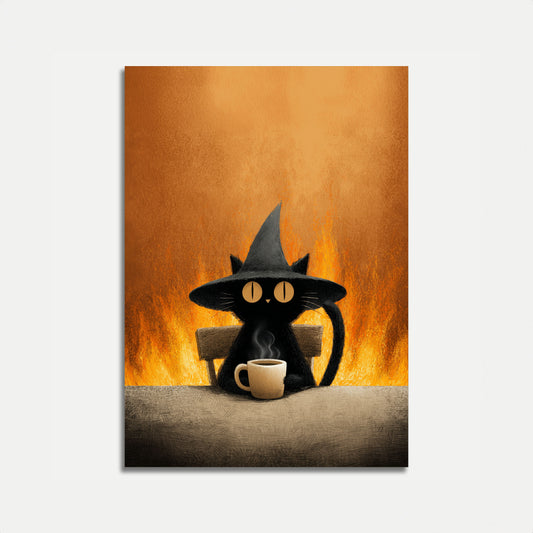 Witch Cat Coffee Chaos Poster