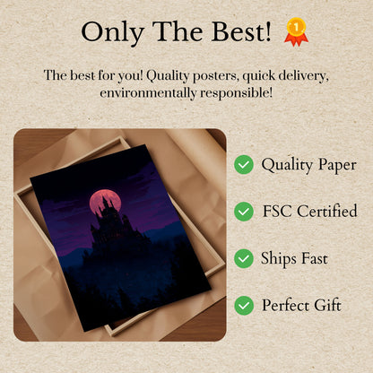 Gothic Castle Moonlight Poster