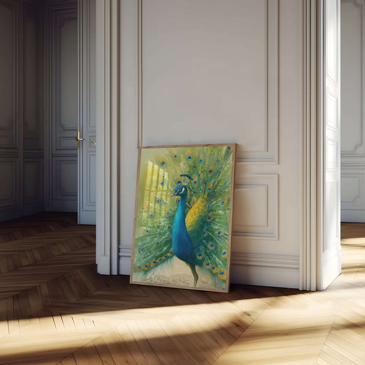 Majestic Peacock Feather Display Poster